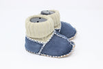Cozy Toez Blue Leather-knit collar